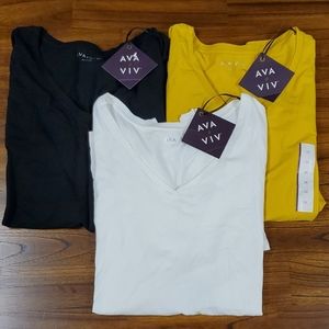 LOT OF 3 Ava&Viv 3x Short Sleeve Tees No Tags